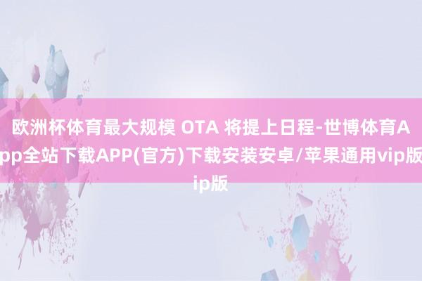 欧洲杯体育最大规模 OTA 将提上日程-世博体育App全站下载APP(官方)下载安装安卓/苹果通用vip版